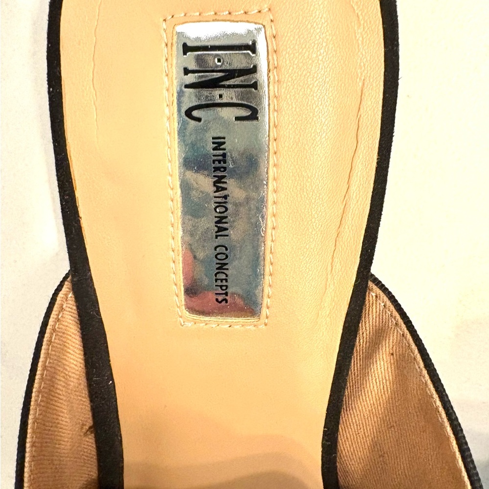 INC International Concepts Women's Black Embellished Bow Mules NEW size 10 - Picture 2 of 4